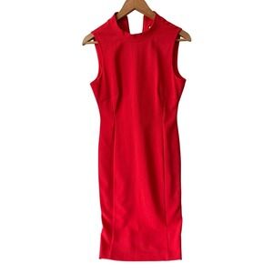 Vince Camuto Red Sleeveless Mock Neck Sheath Dress Womens Size 2 Cocktail